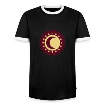 Sonne und Mond, Sterne, Universum, Symbol, - Männer Kontrast-T-Shirt - Schwarz/Weiß - Vorne - AI Model Female 172 light (172cm) & AI Model Male 178 light (178cm)