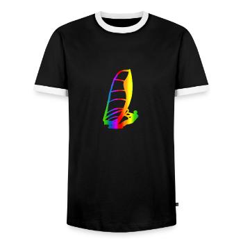 Bunter Windsurfen Regenbogen - Männer Kontrast-T-Shirt - Schwarz/Weiß - Vorne - AI Model Female 172 light (172cm) & AI Model Male 178 light (178cm)