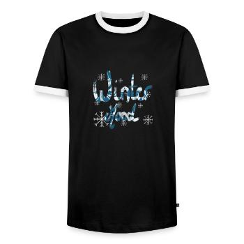Winter mood - T-shirt contrasté Homme - noir/blanc - Devant - AI Model Female 172 light (172cm) & AI Model Male 178 light (178cm)