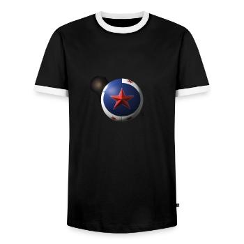 Liberia Football - Men's Ringer Shirt - black/white - Front - AI Model Female 172 light (172cm) & AI Model Male 178 light (178cm)
