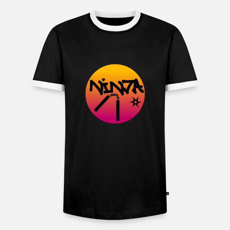 Ninja Sun - Men's Ringer Shirt - black/white