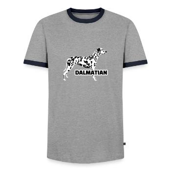 Dalmatiner - Männer Kontrast-T-Shirt - Grau/Navy  - Vorne - AI Model Female 172 light (172cm) & AI Model Male 178 light (178cm)