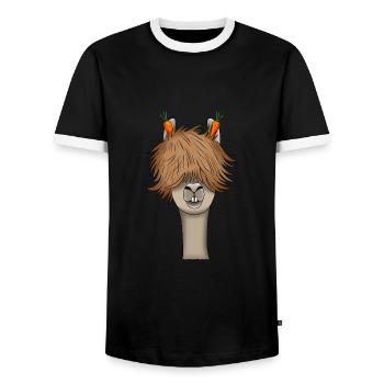 Cool llama llama alpaca animal lover gift - Men's Ringer Shirt - black/white - Front - AI Model Female 172 light (172cm) & AI Model Male 178 light (178cm)