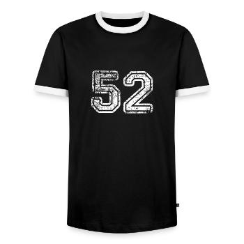 52 - T-shirt contrasté Homme - noir/blanc - Devant - AI Model Female 172 light (172cm) & AI Model Male 178 light (178cm)