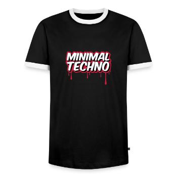 MINIMAL TECHNO - Men's Ringer Shirt - black/white - Front - AI Model Female 172 light (172cm) & AI Model Male 178 light (178cm)