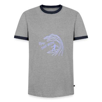 Profitez de la balade pour les surfeurs - T-shirt contrasté Homme - gris/marine  - Devant - AI Model Female 172 light (172cm) & AI Model Male 178 light (178cm)