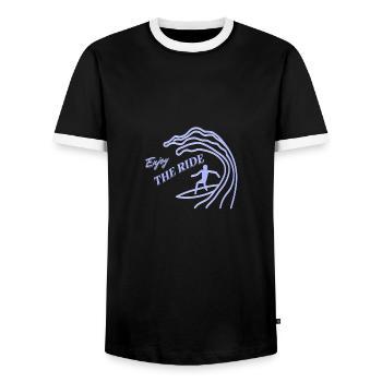 Profitez de la balade pour les surfeurs - T-shirt contrasté Homme - noir/blanc - Devant - AI Model Female 172 light (172cm) & AI Model Male 178 light (178cm)