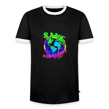 Save the planet - Männer Kontrast-T-Shirt - Schwarz/Weiß - Vorne - AI Model Female 172 light (172cm) & AI Model Male 178 light (178cm)