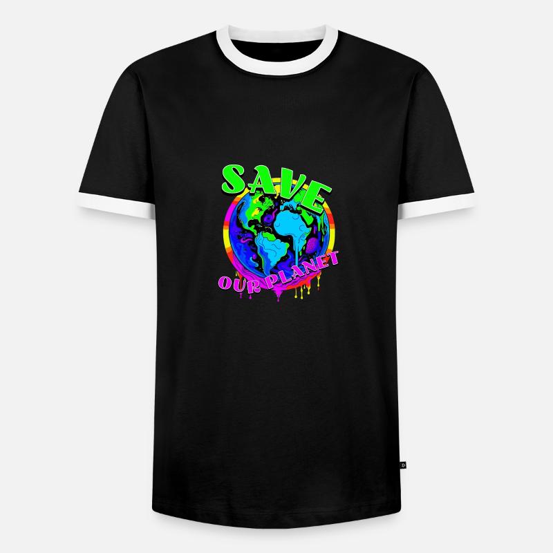 Save the planet - Männer Kontrast-T-Shirt - Schwarz/Weiß