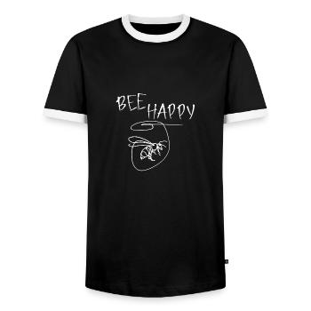 Abeille abstraite heureuse - T-shirt contrasté Homme - noir/blanc - Devant - AI Model Female 172 light (172cm) & AI Model Male 178 light (178cm)