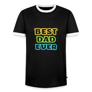 Farbenfroher Best Dad Ever Schriftzug - Männer Kontrast-T-Shirt - Schwarz/Weiß - Vorne - AI Model Female 172 light (172cm) & AI Model Male 178 light (178cm)
