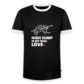 J’adore le saut en hauteur - T-shirt contrasté Homme - noir/blanc - Devant - AI Model Female 172 light (172cm) & AI Model Male 178 light (178cm)