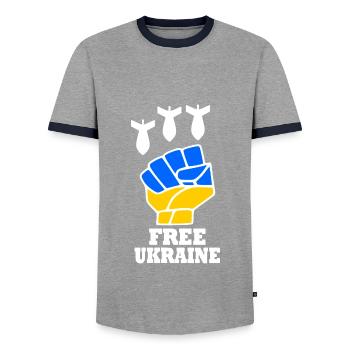 Ukraine - T-shirt contrasté Homme - gris/marine  - Devant - AI Model Female 172 light (172cm) & AI Model Male 178 light (178cm)