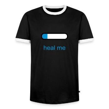 Heal Me - Men's Ringer Shirt - black/white - Front - AI Model Female 172 light (172cm) & AI Model Male 178 light (178cm)