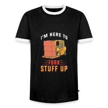 Forklift driver - Men's Ringer Shirt - black/white - Front - AI Model Female 172 light (172cm) & AI Model Male 178 light (178cm)