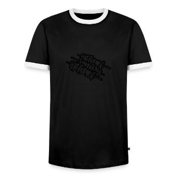 brochettes kebab viande tige de tige grill - T-shirt contrasté Homme - noir/blanc - Devant - AI Model Female 172 light (172cm) & AI Model Male 178 light (178cm)