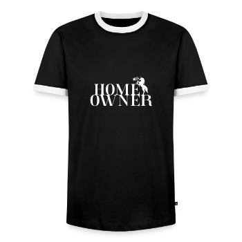 Homeowner Hausbesitzer Eigenheim Bauherr Hausbau - Männer Kontrast-T-Shirt - Schwarz/Weiß - Vorne - AI Model Female 172 light (172cm) & AI Model Male 178 light (178cm)