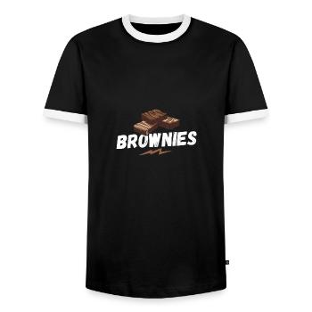 Brownies, Cuisson, Plaque de gâteau, Éventail de brownies - T-shirt contrasté Homme - noir/blanc - Devant - AI Model Female 172 light (172cm) & AI Model Male 178 light (178cm)