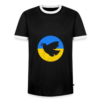 Dove of Peace Ukraine - Men's Ringer Shirt - black/white - Front - AI Model Female 172 light (172cm) & AI Model Male 178 light (178cm)