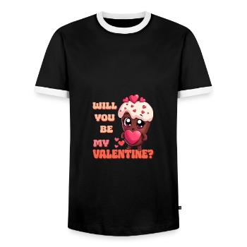 Chocolat Saint-Valentin - Serez-vous mon Valentin - T-shirt contrasté Homme - noir/blanc - Devant - AI Model Female 172 light (172cm) & AI Model Male 178 light (178cm)
