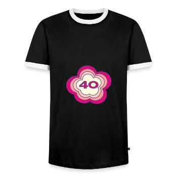 HAPPY BIRTHDAY. JOYEUX ANNIVERSAIRE. ANNIVERSAIRE. - T-shirt contrasté Homme - noir/blanc - Devant - AI Model Female 172 light (172cm) & AI Model Male 178 light (178cm)