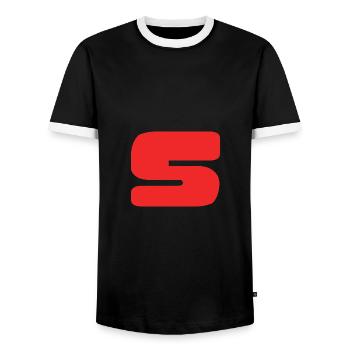 5. 5 JAHRE. 5-JÄHRIGES JUBILÄUM. GEBURTSTAG 5 JAHRE. 5 - Männer Kontrast-T-Shirt - Schwarz/Weiß - Vorne - AI Model Female 172 light (172cm) & AI Model Male 178 light (178cm)