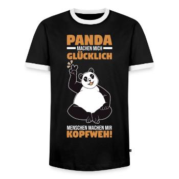 Panda - Männer Kontrast-T-Shirt - Schwarz/Weiß - Vorne - AI Model Female 172 light (172cm) & AI Model Male 178 light (178cm)