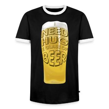J’AI BESOIN D’UN CÂLIN E VERRE DE BIÈRE - T-shirt contrasté Homme - noir/blanc - Devant - AI Model Female 172 light (172cm) & AI Model Male 178 light (178cm)