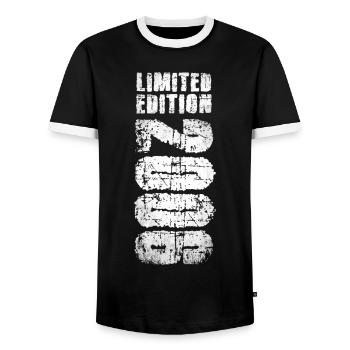Limited Edition 2006 18th Anniversary - Men's Ringer Shirt - black/white - Front - AI Model Female 172 light (172cm) & AI Model Male 178 light (178cm)