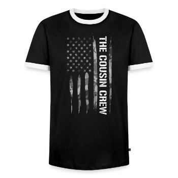 The Cousin Crew - Drapeau américain - T-shirt contrasté Homme - noir/blanc - Devant - AI Model Female 172 light (172cm) & AI Model Male 178 light (178cm)