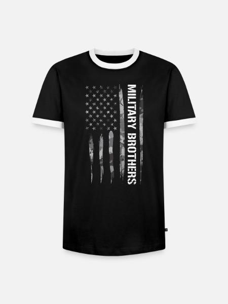 Military Brothers - American Flag - Männer Kontrast-T-Shirt - Schwarz/Weiß