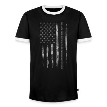Fier frère militaire le plus peu... - T-shirt contrasté Homme - noir/blanc - Devant - AI Model Female 172 light (172cm) & AI Model Male 178 light (178cm)