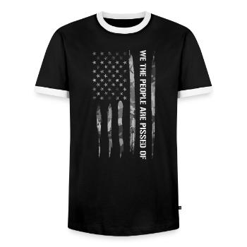 We The People Are Pissed Of - Men's Ringer Shirt - black/white - Front - AI Model Female 172 light (172cm) & AI Model Male 178 light (178cm)