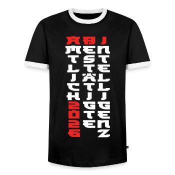 Abi 2026 - Abitur - Manga Style Gift - Men's Ringer Shirt - black/white - Front - AI Model Female 172 light (172cm) & AI Model Male 178 light (178cm)