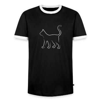 Cat Silhouette Pet Cat Lover Kitten - Men's Ringer Shirt - black/white - Front - AI Model Female 172 light (172cm) & AI Model Male 178 light (178cm)