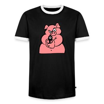 Waffen Sau - Männer Kontrast-T-Shirt - Schwarz/Weiß - Vorne - AI Model Female 172 light (172cm) & AI Model Male 178 light (178cm)