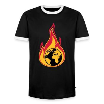 erde on fire planet heimat klimawandel globale erw - Männer Kontrast-T-Shirt - Schwarz/Weiß - Vorne - AI Model Female 172 light (172cm) & AI Model Male 178 light (178cm)