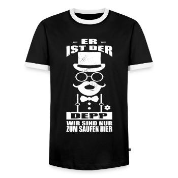 Er Ist Der Depp Die Anderen Sind Zum Saufen Hier - Männer Kontrast-T-Shirt - Schwarz/Weiß - Vorne - AI Model Female 172 light (172cm) & AI Model Male 178 light (178cm)