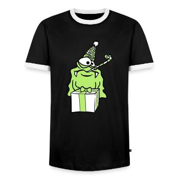 anniversaire seul solitaire triste célébrant des cadeaux - T-shirt contrasté Homme - noir/blanc - Devant - AI Model Female 172 light (172cm) & AI Model Male 178 light (178cm)