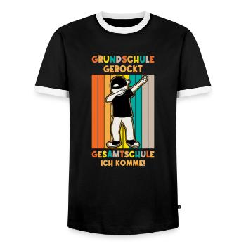 Grundschulabschluss Gesamtschule 5 Klasse - Männer Kontrast-T-Shirt - Schwarz/Weiß - Vorne - AI Model Female 172 light (172cm) & AI Model Male 178 light (178cm)