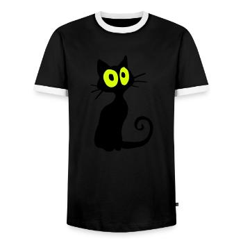 Katze - Männer Kontrast-T-Shirt - Schwarz/Weiß - Vorne - AI Model Female 172 light (172cm) & AI Model Male 178 light (178cm)