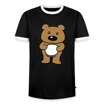 stehender suesser kleiner baer teddy baerchen kusc - Männer Kontrast-T-Shirt - Schwarz/Weiß - Vorne - AI Model Female 172 light (172cm) & AI Model Male 178 light (178cm)