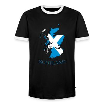scotland-country - Men's Ringer Shirt - black/white - Front - AI Model Female 172 light (172cm) & AI Model Male 178 light (178cm)