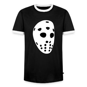 Masque de hockey rétro - T-shirt contrasté Homme - noir/blanc - Devant - AI Model Female 172 light (172cm) & AI Model Male 178 light (178cm)