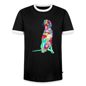 German Shorthair Pointer Funny | Gift GSP DAD - Men's Ringer Shirt - black/white - Front - AI Model Female 172 light (172cm) & AI Model Male 178 light (178cm)