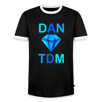 Rumbled DAN TDM - Men's Ringer Shirt - black/white - Front - AI Model Female 172 light (172cm) & AI Model Male 178 light (178cm)