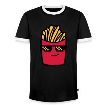 Cool French Fries - Men's Ringer Shirt - black/white - Front - AI Model Female 172 light (172cm) & AI Model Male 178 light (178cm)