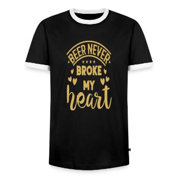 Beer never broke my Heart - Men's Ringer Shirt - black/white - Front - AI Model Female 172 light (172cm) & AI Model Male 178 light (178cm)