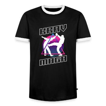 Martial Arts Self Defense Krav Maga Silhouettes - Männer Kontrast-T-Shirt - Schwarz/Weiß - Vorne - AI Model Female 172 light (172cm) & AI Model Male 178 light (178cm)