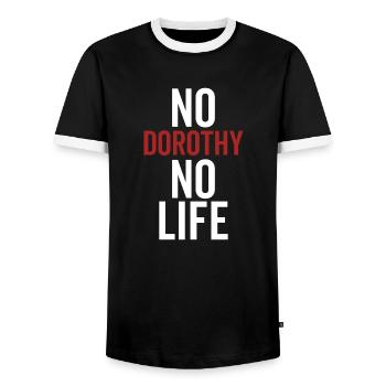 No Dorothy No Life - Men's Ringer Shirt - black/white - Front - AI Model Female 172 light (172cm) & AI Model Male 178 light (178cm)